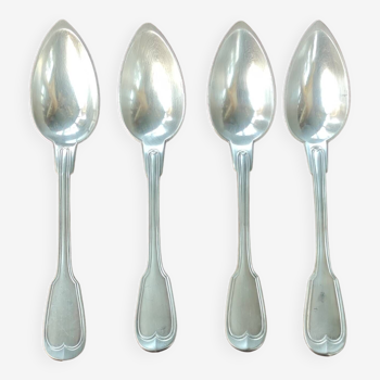 4 old large pointed spoons Christofle silver metal