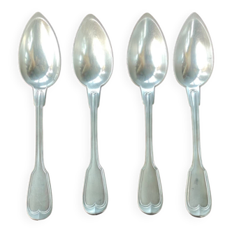 4 old large pointed spoons Christofle silver metal