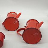 Set of red/white enameled metal coffee makers, vintage