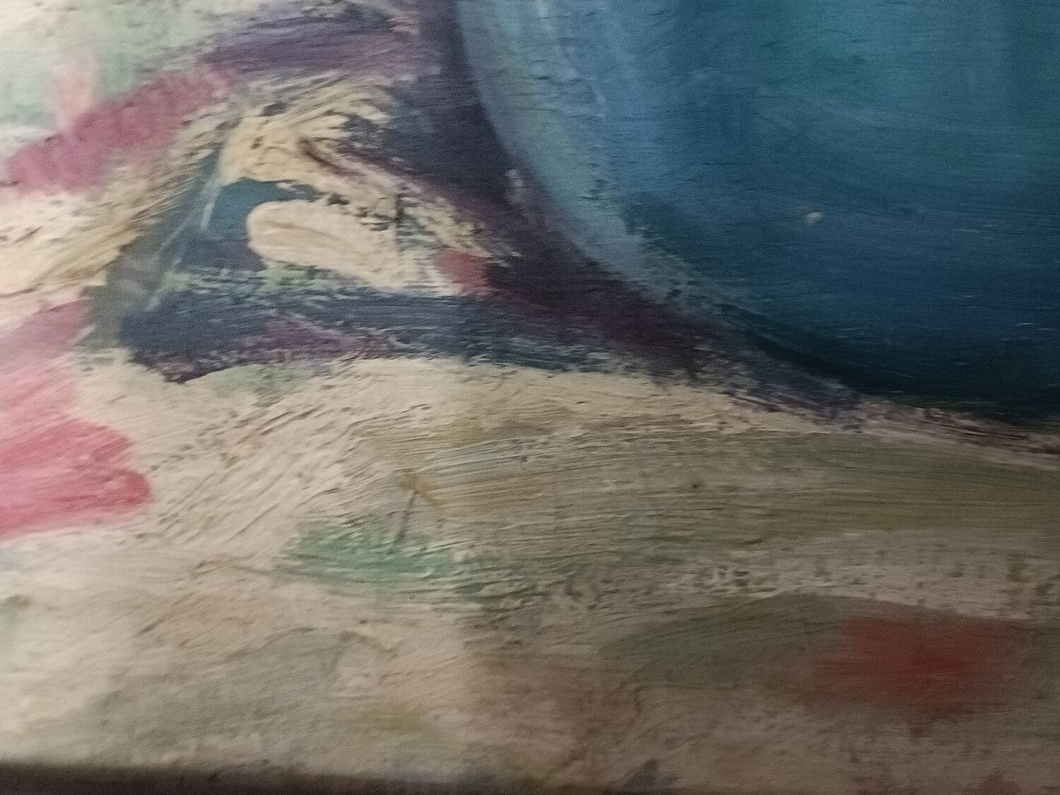 Grande huile sur toile, vase fleuri, Gustav Choley