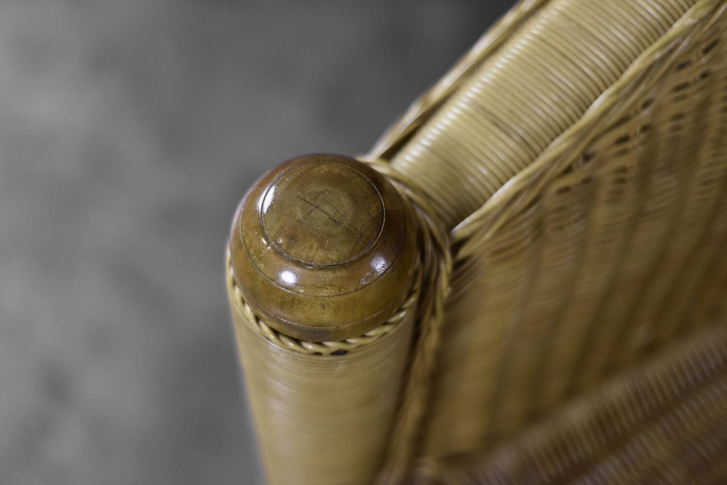 Vintage Mid-Century Italian Modern Boho Rattan Barrel Chair, 1970s