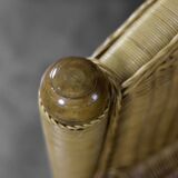 Vintage Mid-Century Italian Modern Boho Rattan Barrel Chair, 1970s