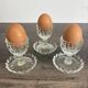 Set of 3 Vintage Glass Egg Cups in Diamond Point Style