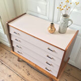 Vintage chest of drawers revisited in Setting Plaster from Farrow & Ball