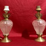 Pair of glass and brass lamp bases, "Maison Le Dauphin", "Daumes" model, 1980s