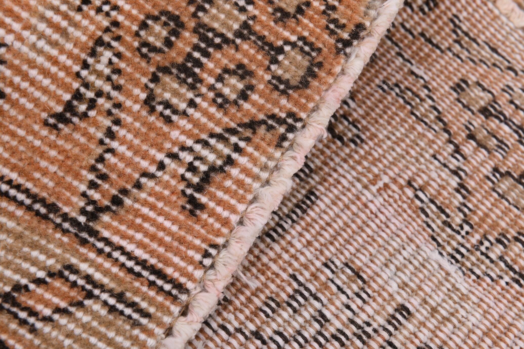 5x8 Peach Orange Handmade Wool Vintage Rug, 144x234Cm