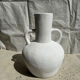 Handcrafted terracotta vase painted white with double handles h:40 d:30
