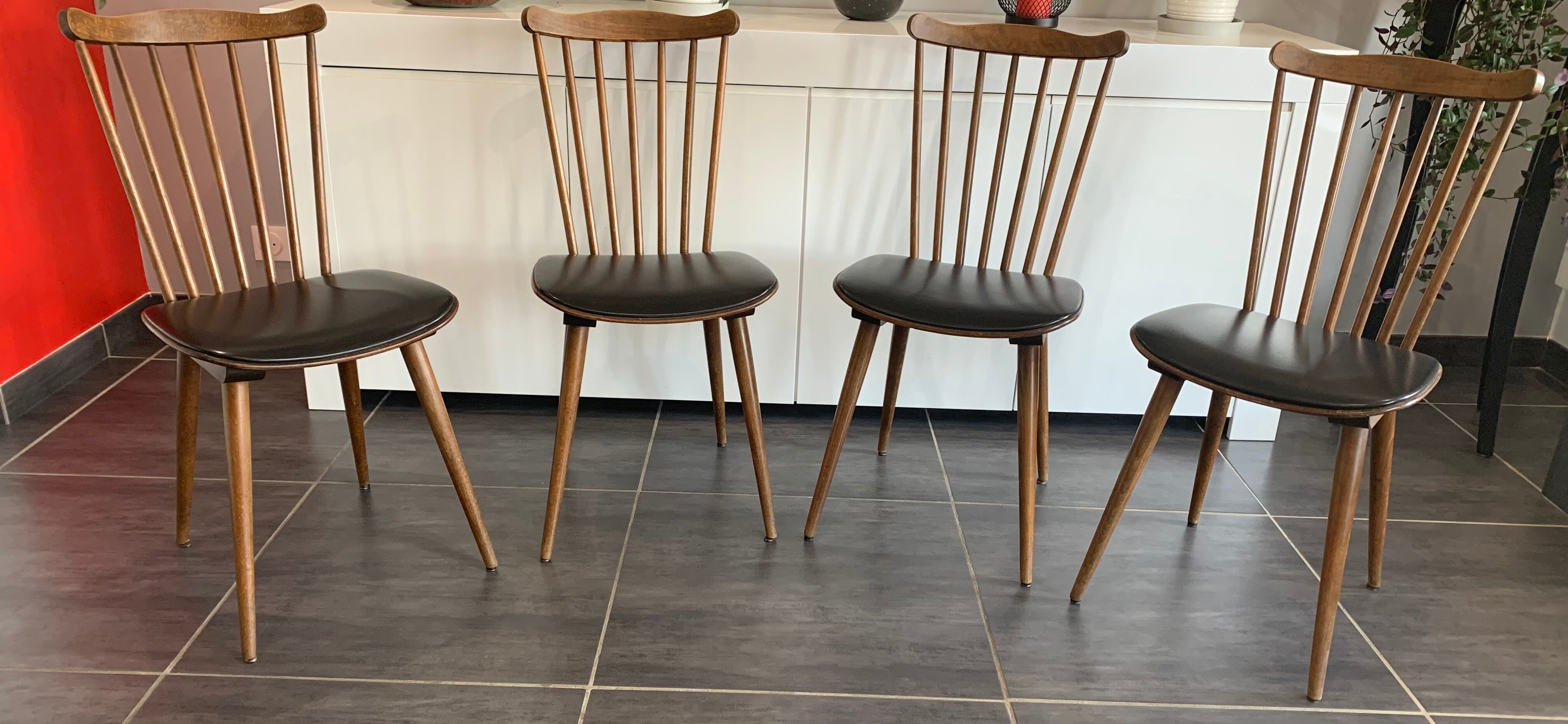 Série de 4 chaises Baumann Menuet, vintage, des années 1970
