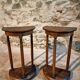 Pair of antique solid wood half-moon side tables, 19th century