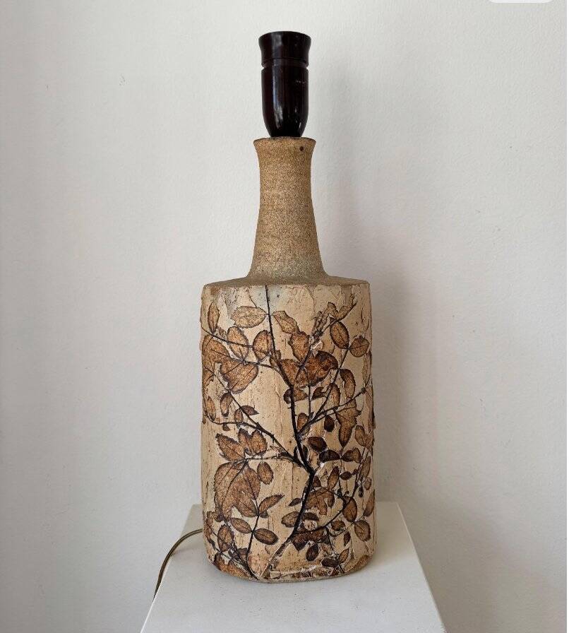 Vintage stoneware table lamp by Bodil Marie Nielsen, 1970s