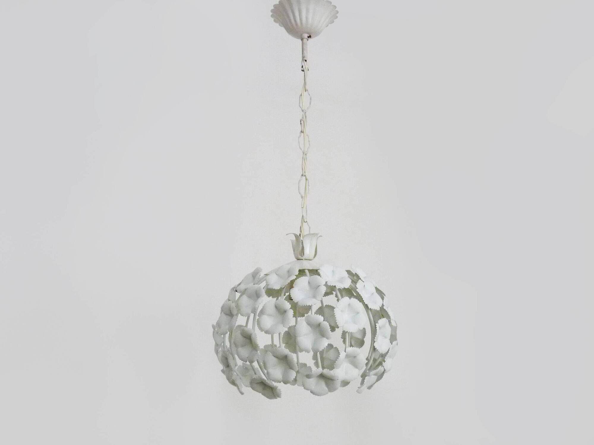 White metal floral pendant light. 1970s