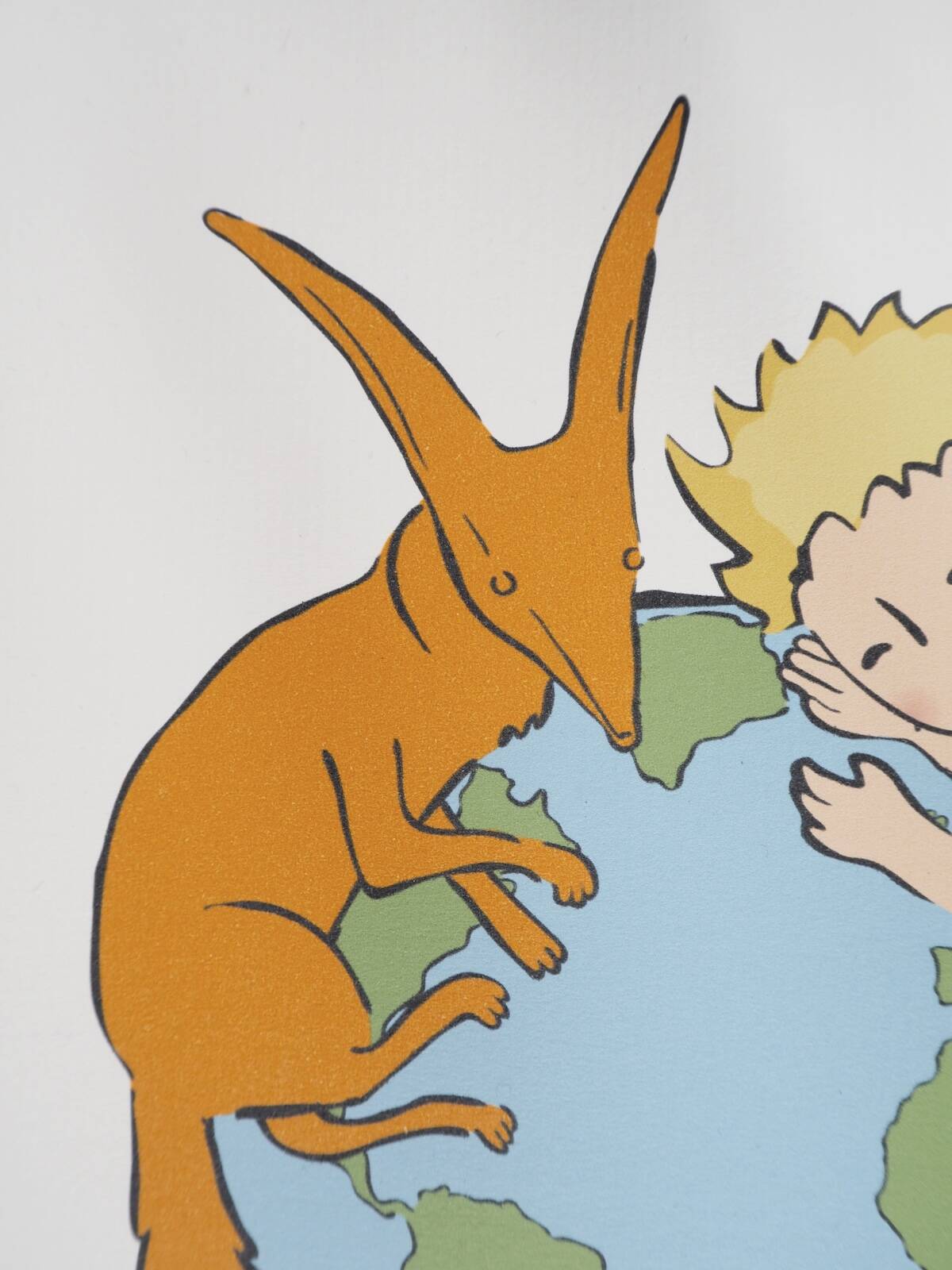 Antoine de Saint-Exupéry: The Little Prince and the Fox Protect the Earth - Lithograph