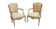 Pair of Cabriolet Armchairs in Louis XV Style - Patinated Wood and Yellow Fabric