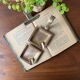 Duo of stackable bronze ashtrays