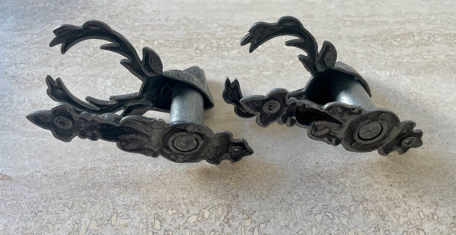 Pair of vintage deer head hooks