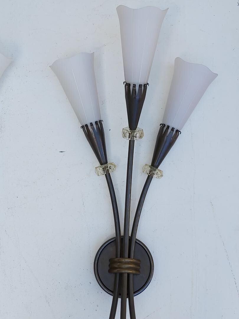 Pair of arum sconces edition Lunel Paris 50s