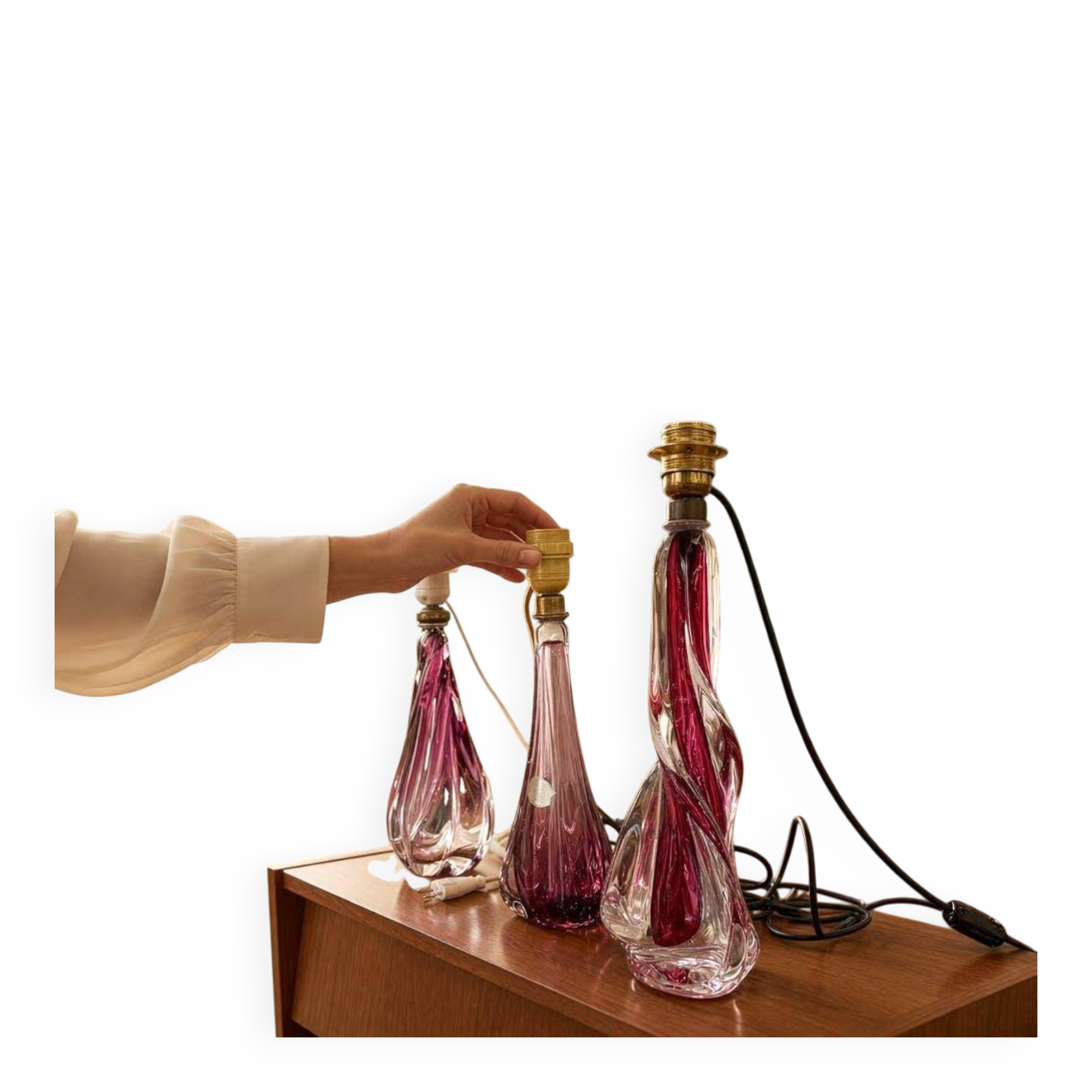 Vintage lamp base in crystal VSL and ruby glass