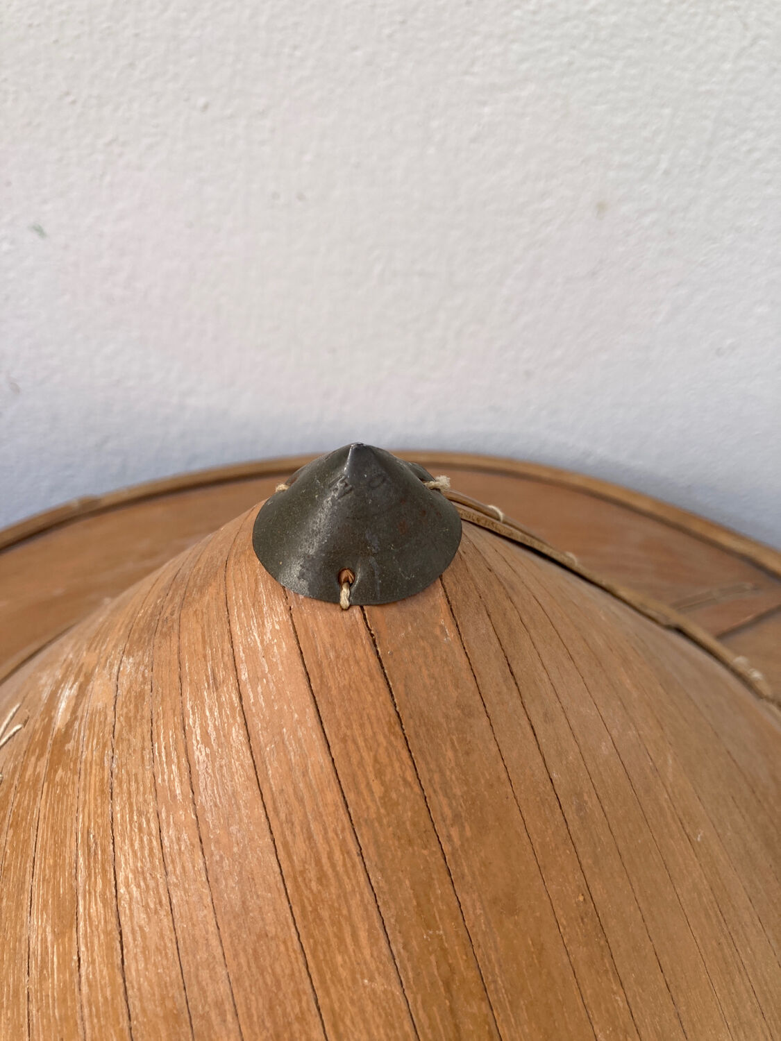 Asian hat in bamboo and vintage metal