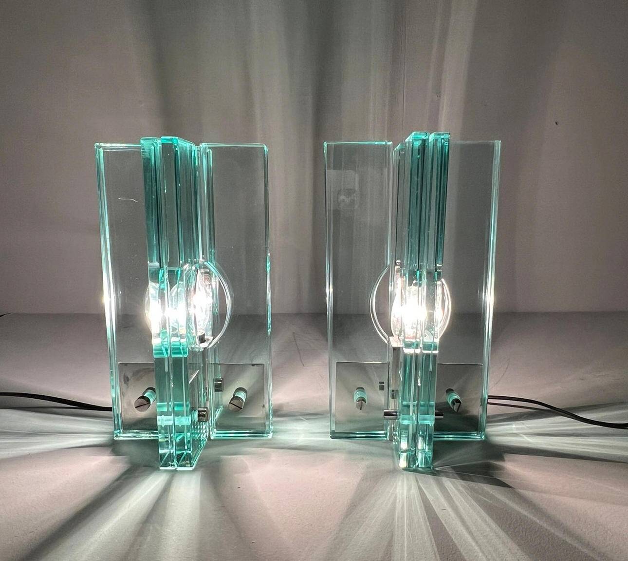 Giorgio Reggiori. Pair of table lamps/glass objects by Giorgio Reggiori for Gallotti & Radice, 1960s, Italy.