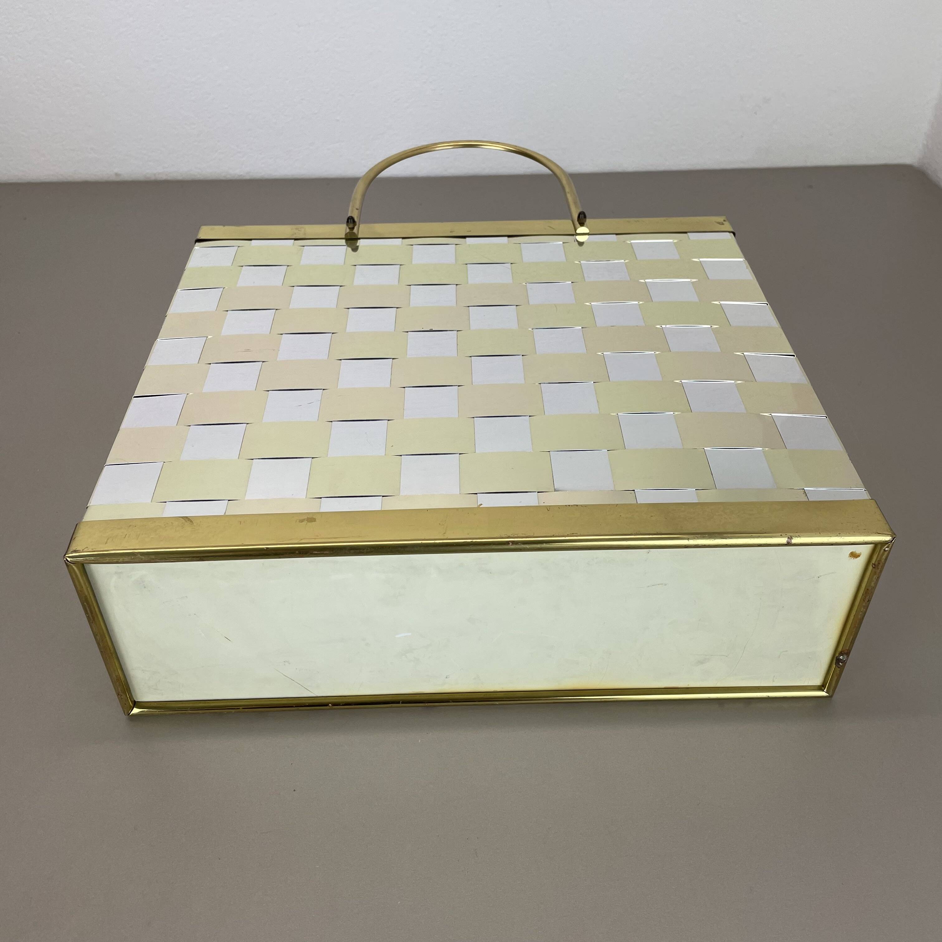 Rare hollywood regency paul evans style bicolor magazine holder, italy 1970
