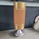 Vintage table lamp with brushed aluminium base - cylinder shade