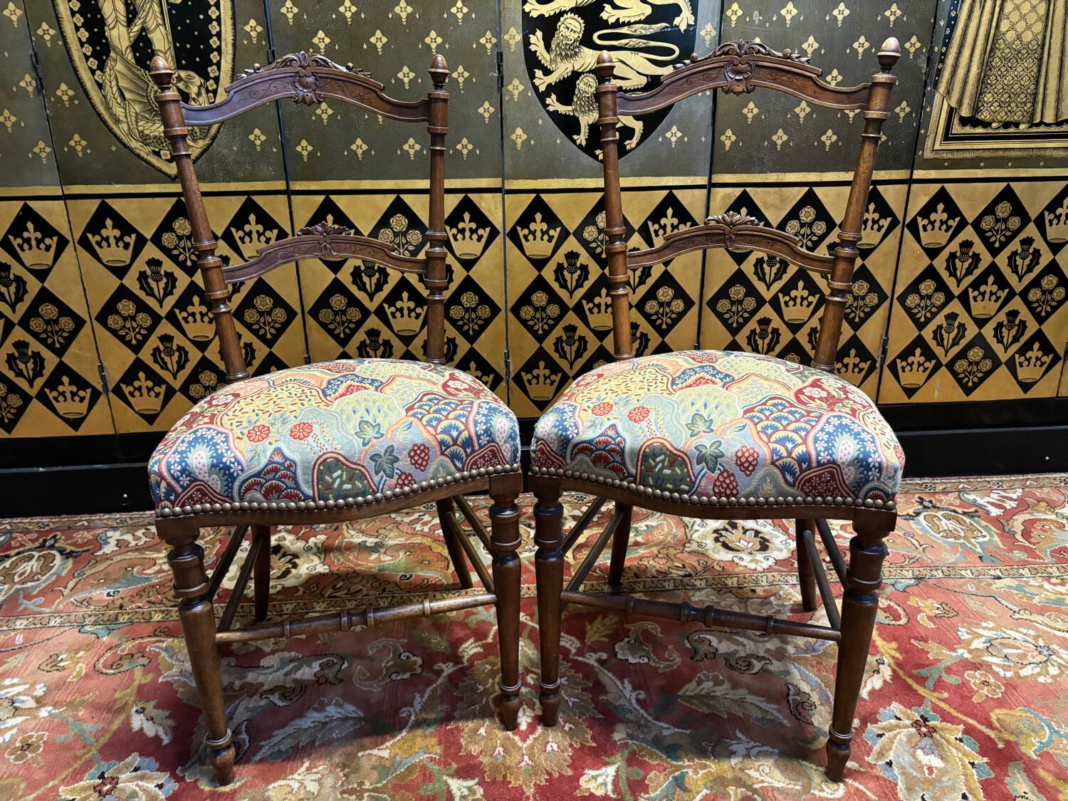 2 art nouveau upholstered chairs