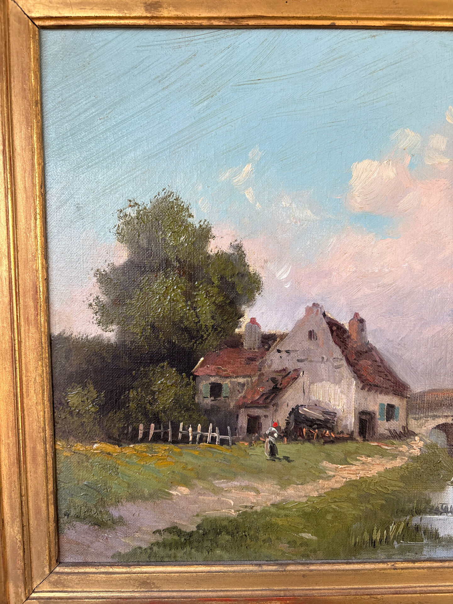 Oil on canvas, old, signed Th. Linsyer (19th-20th century) – gilded frame