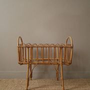 Wicker rattan cradle vintage Scandinavian design retro old toy doll bed