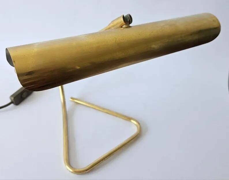 Rare Midcentury Brass Table or Desk Lamp OMI, Office or Bank, Germany, 1970s