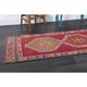 Vintage Turkish Hand-Knotted Wool Cotton Pink Runner Rug 88x342
