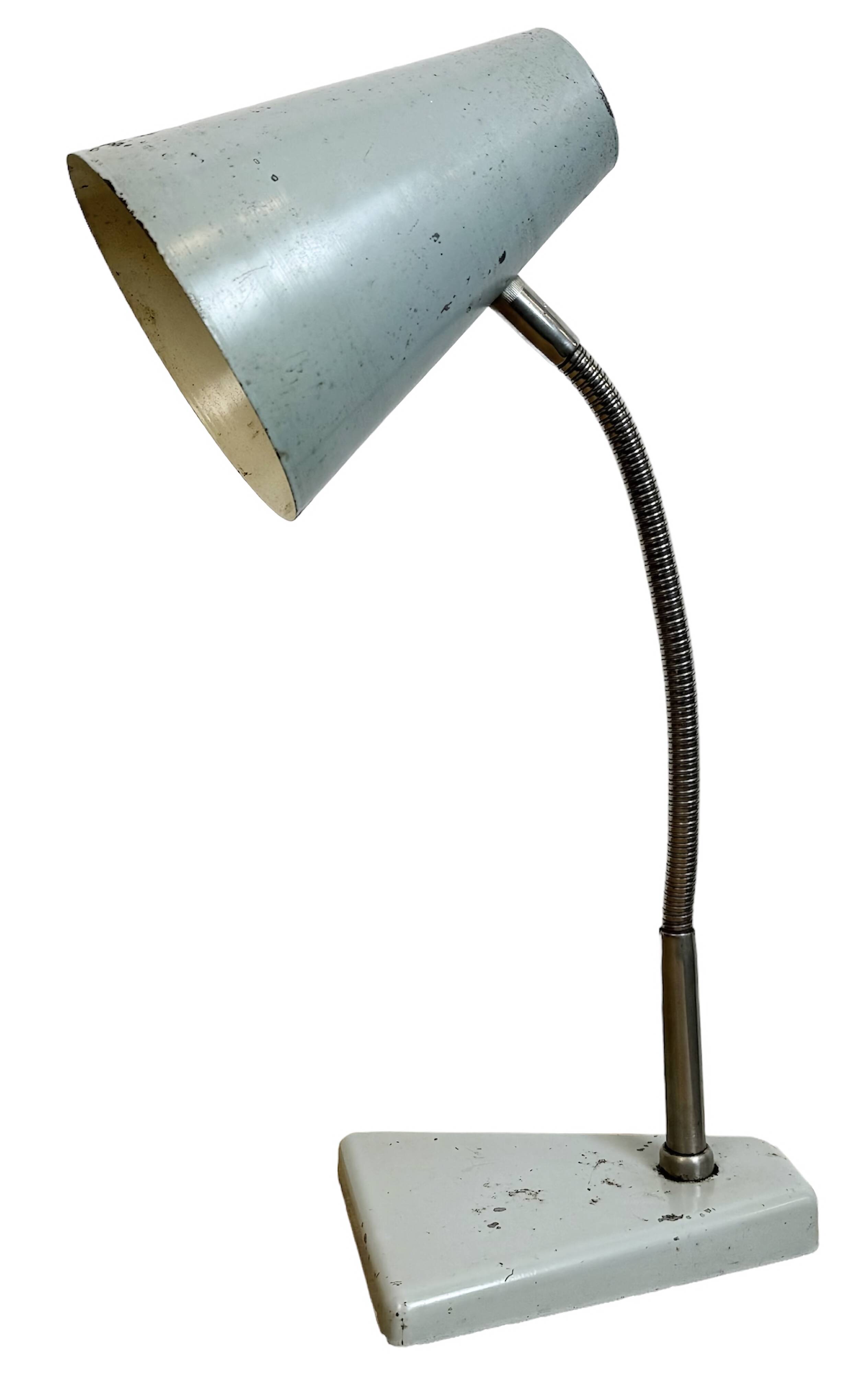 Grey Industrial Gooseneck Table Lamp from Zaos, 1960s