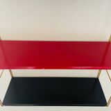 Modular vintage wall shelf, black and red metal circa 1960s