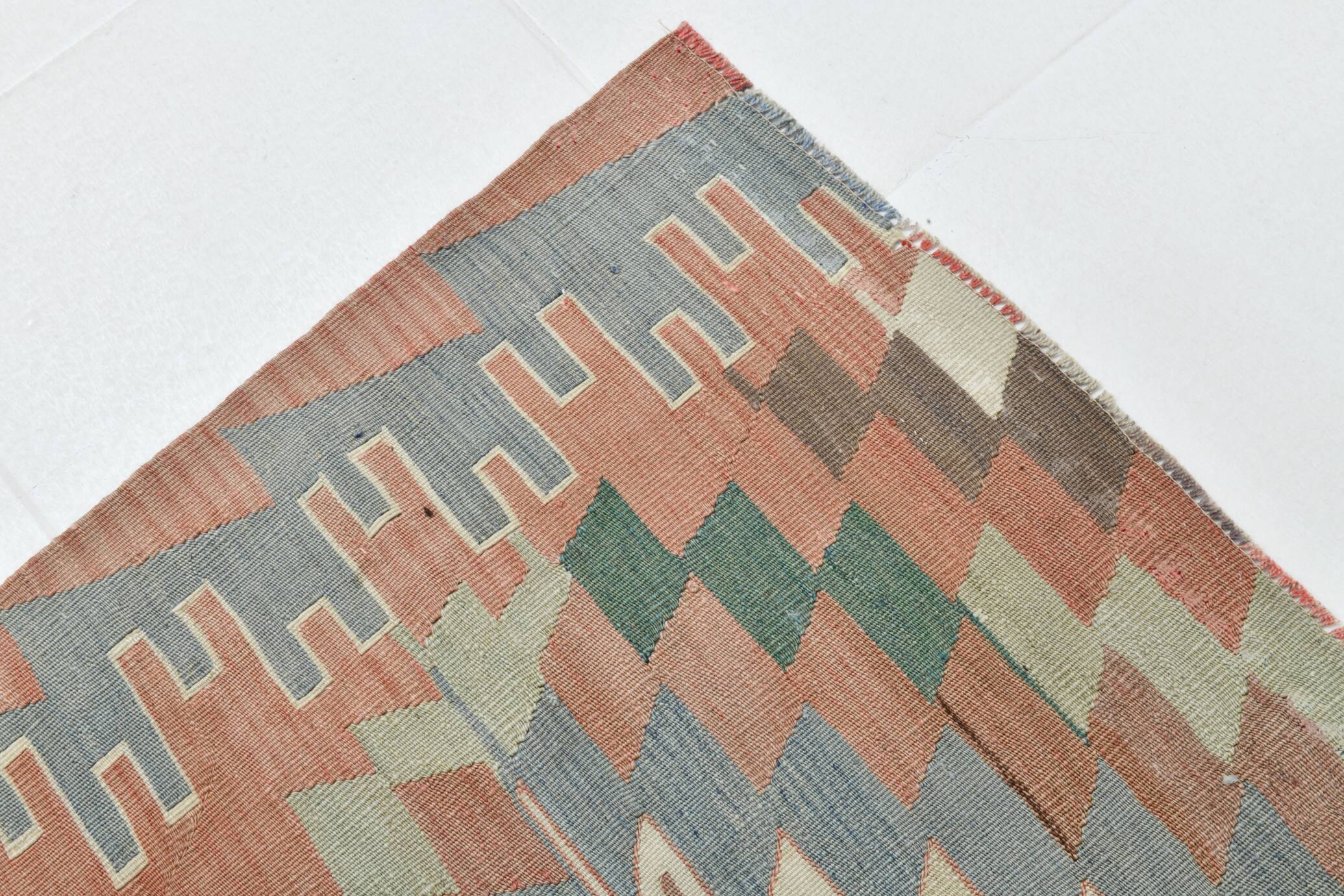 6x10 Decorative Rug, Soft Vintage Kilim Rug, Mint Green Area Kilim Rug,