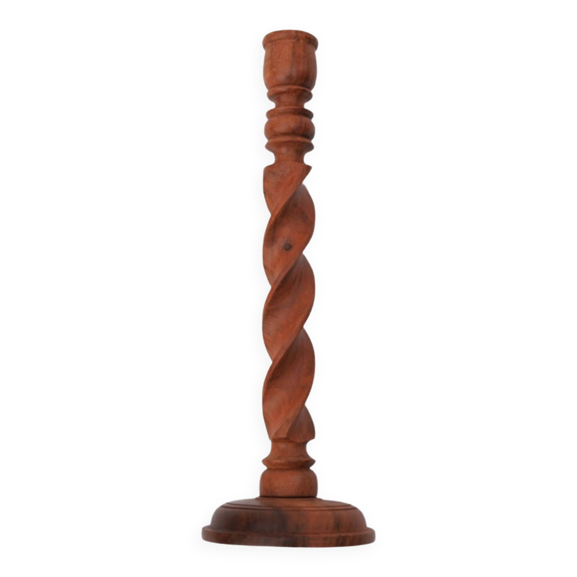 Rosewood long modernist candlestick, Denmark, 1970s.