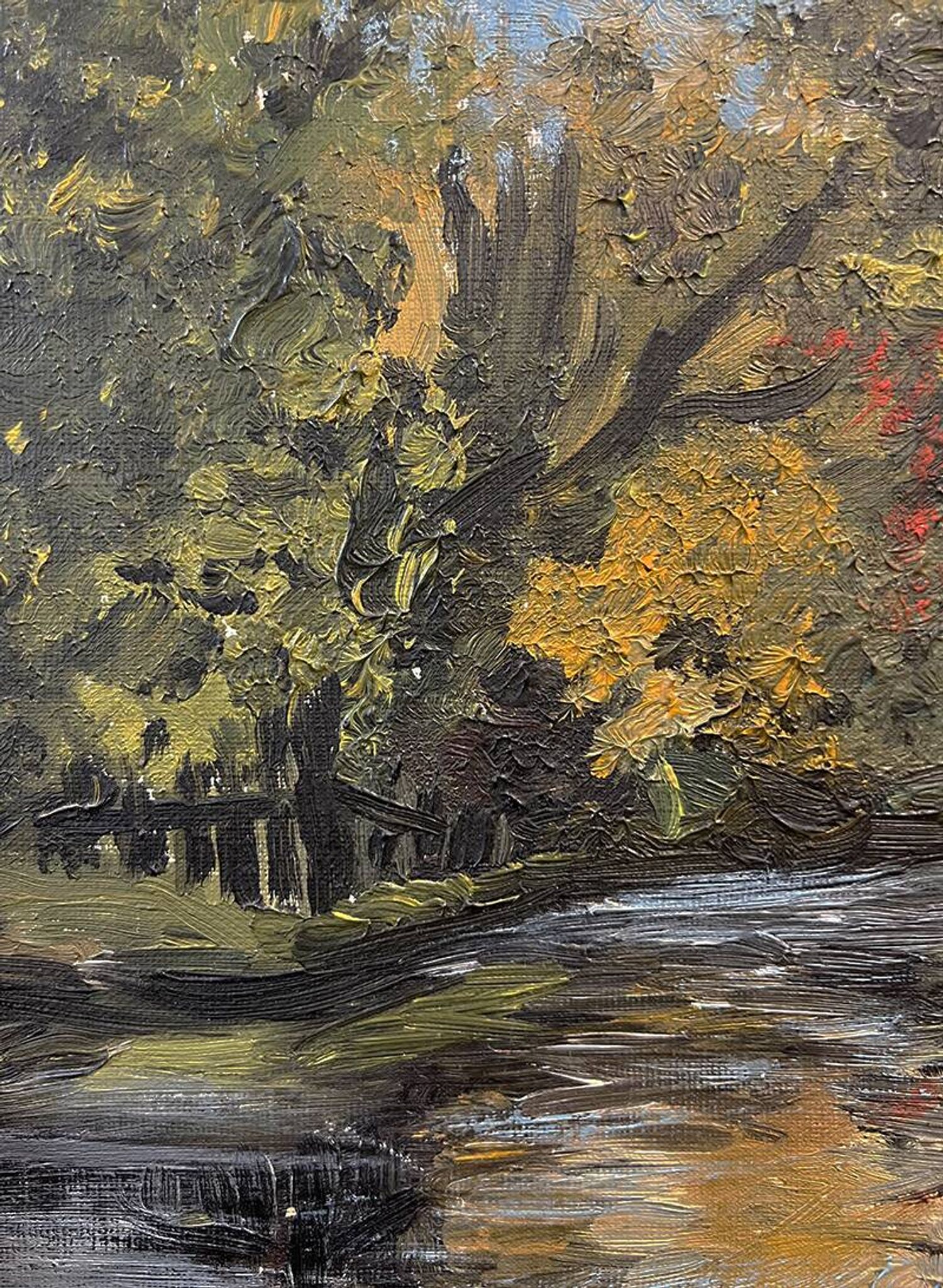 Tableau "Bord de rivière", huile sur toile