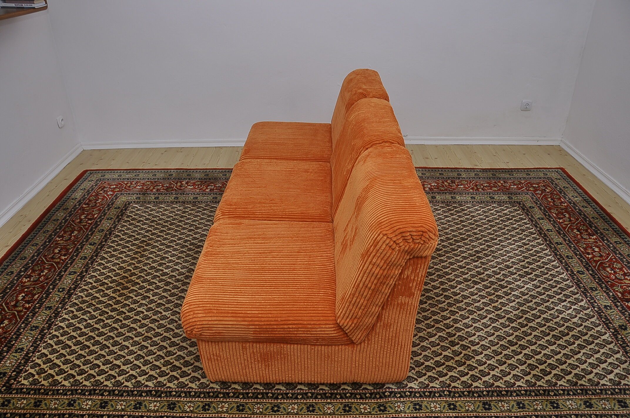 Orange corduroy Modular sofa from the 70's, 3 pieces