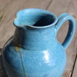 Blue ceramic pitcher