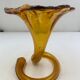 Amber-colored blown glass soliflore