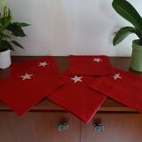 5 red Linvosges napkins with stars 48 x 48