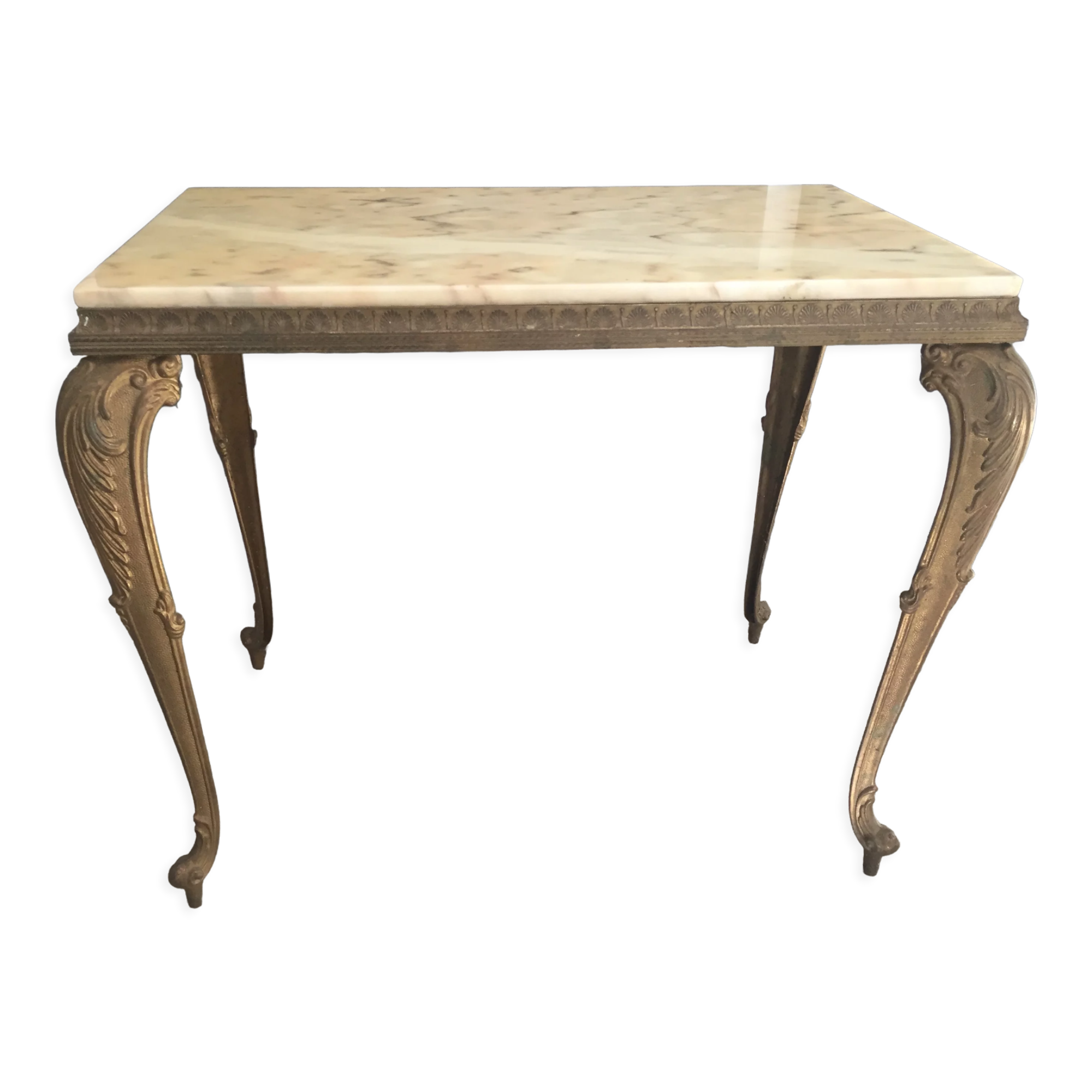 Vintage 1960s Regency Marble and Brass Side Table