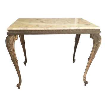 Table d'appoint regency vintage en marbre et laiton des années 1960