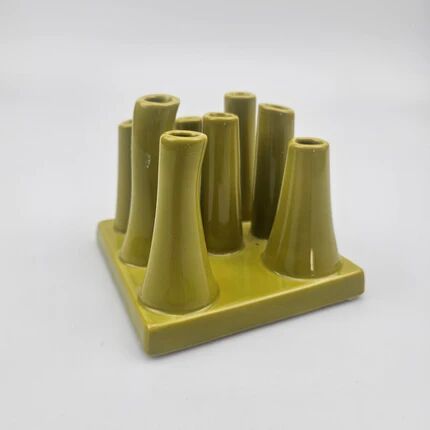 Green ceramic multi-tube vase
