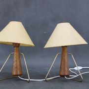 1960s Pair of Table Wooden Lamps , Czechoslovakia
