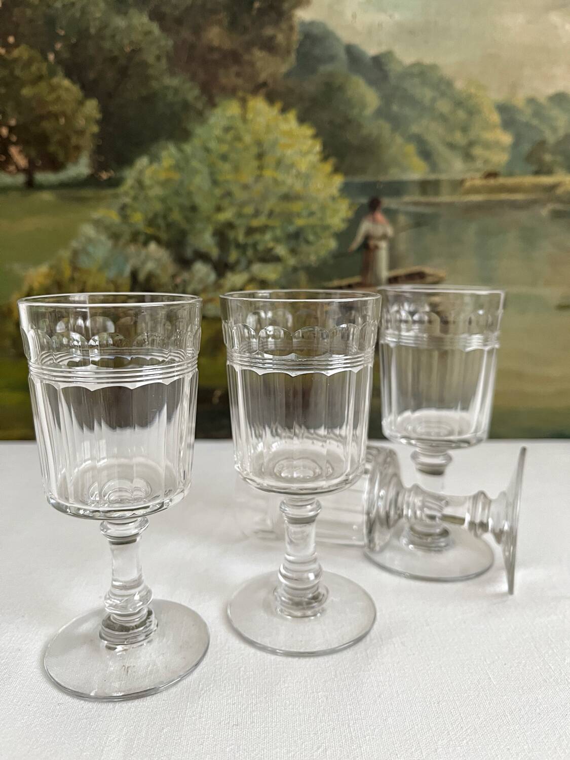 4 Baccarat cut crystal port wine glasses, similar to Chica model