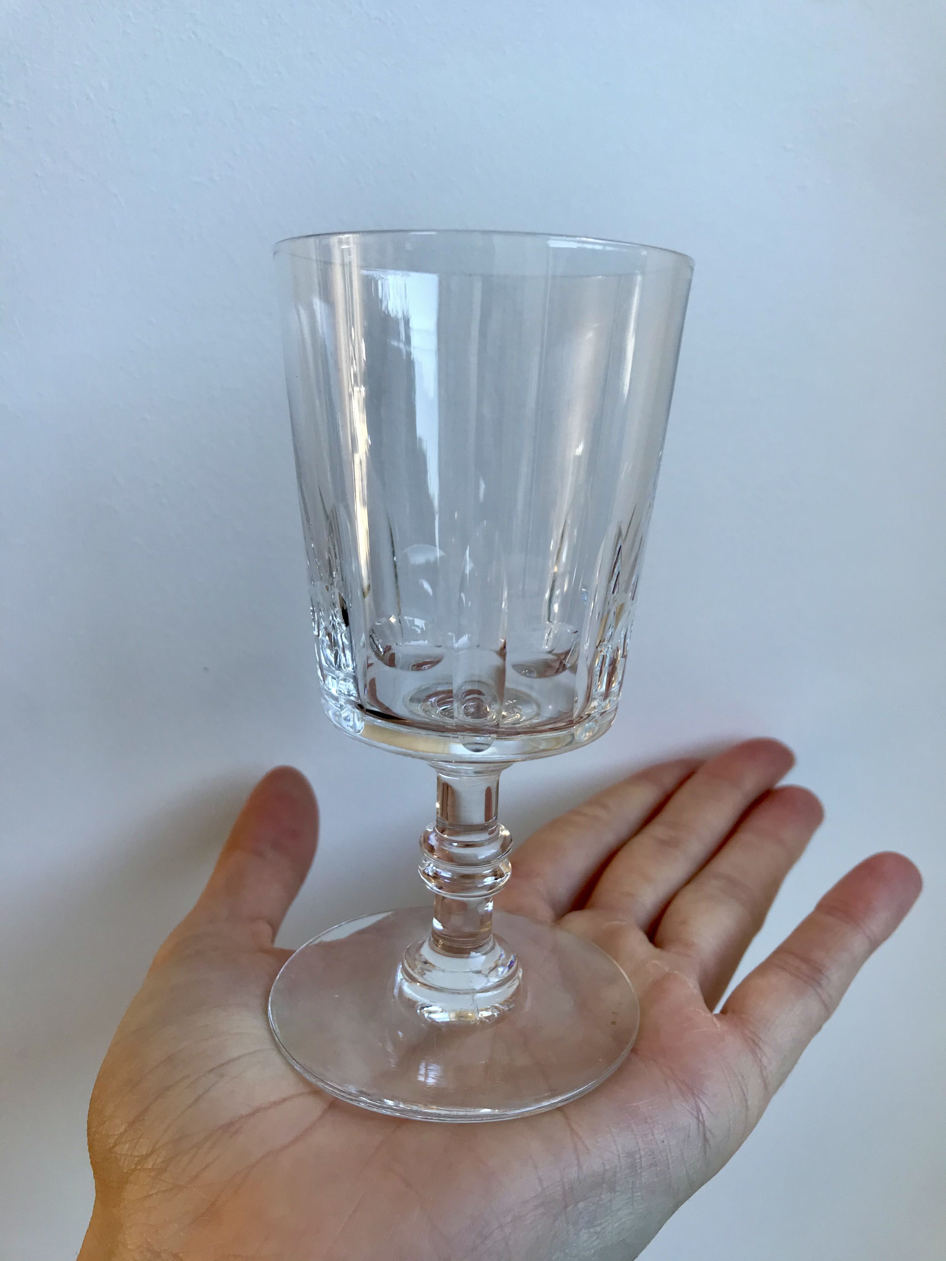 Set of 6 large wine glasses, crystal wine water engraved early twentieth century