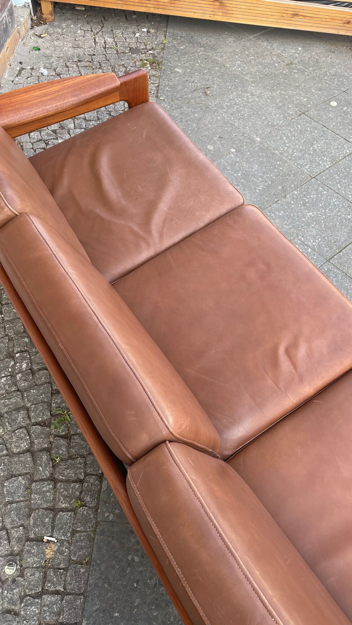 Scandinavian teak and leather sofa from the 70s