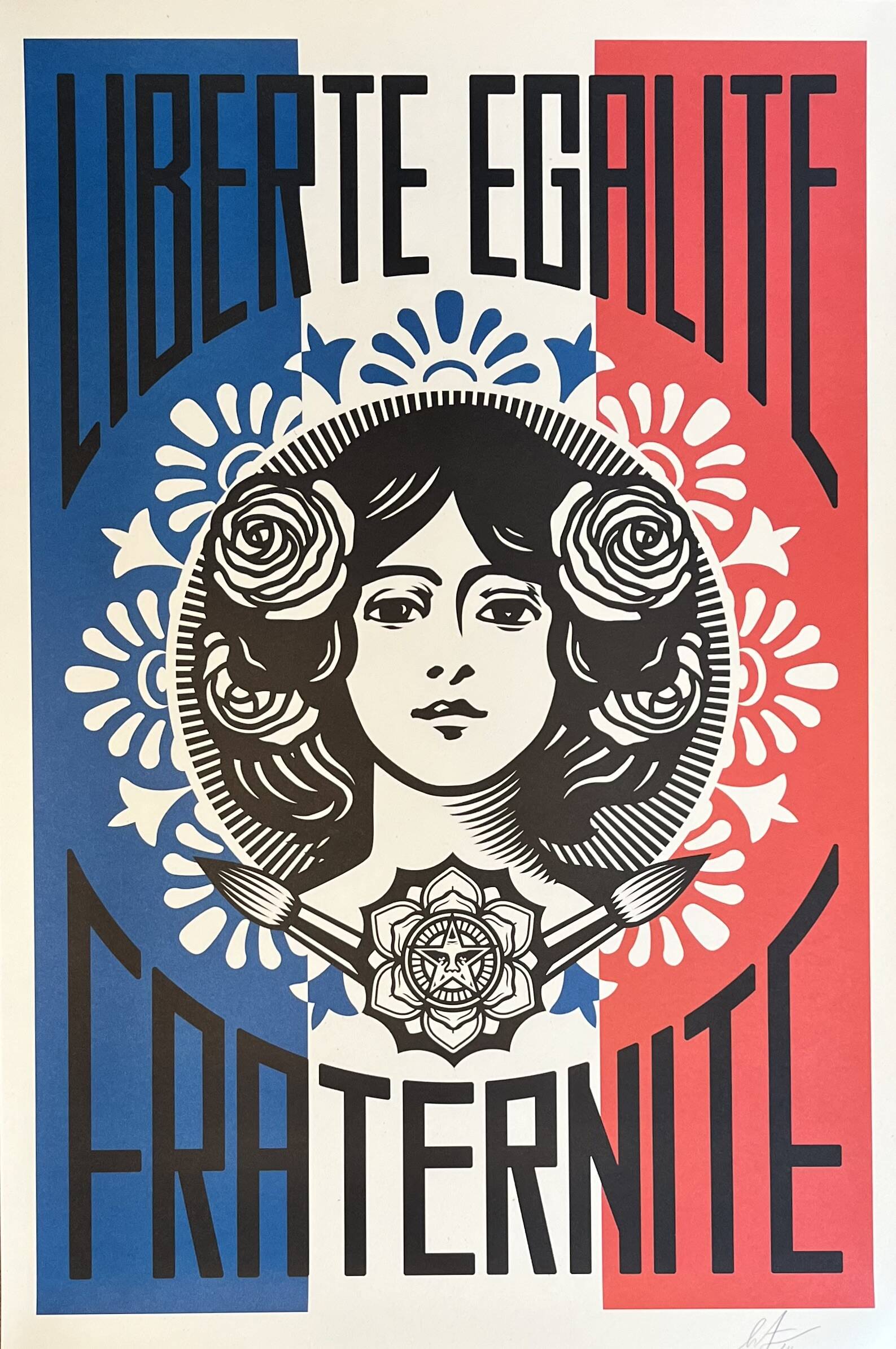 Shepard fairey (obey) - “liberty equality fraternity” screen print 91x61cm