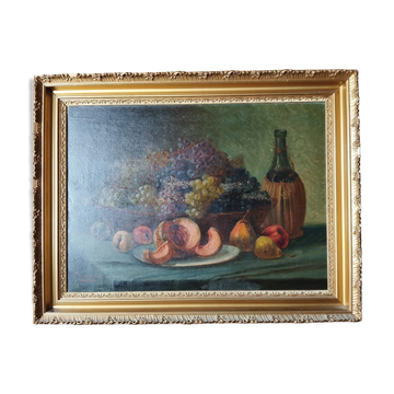 François Xavier Krugler composition with fruits oil on canvas signed
