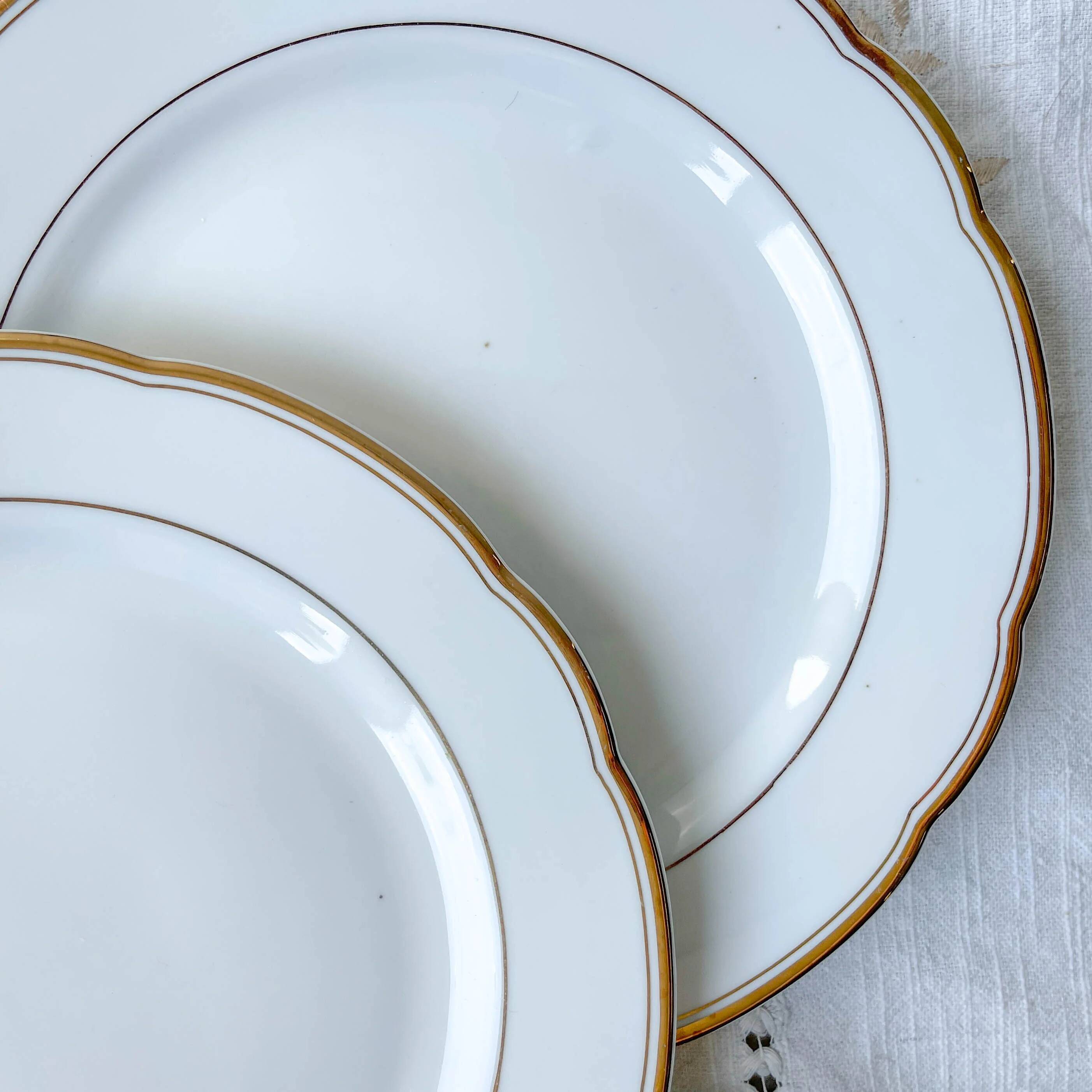 6 vintage white and gold porcelain dinner plates Kahla Gbr