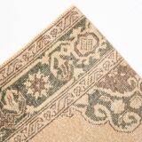 3x13 Beige & Brown Geometric Vintage Runner Rug, Long Runner Rug,